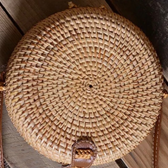2X HP🌴ROUND CIRCLE WOVEN STRAW CROSSBODY HANDBAG - Picture 5 of 6
